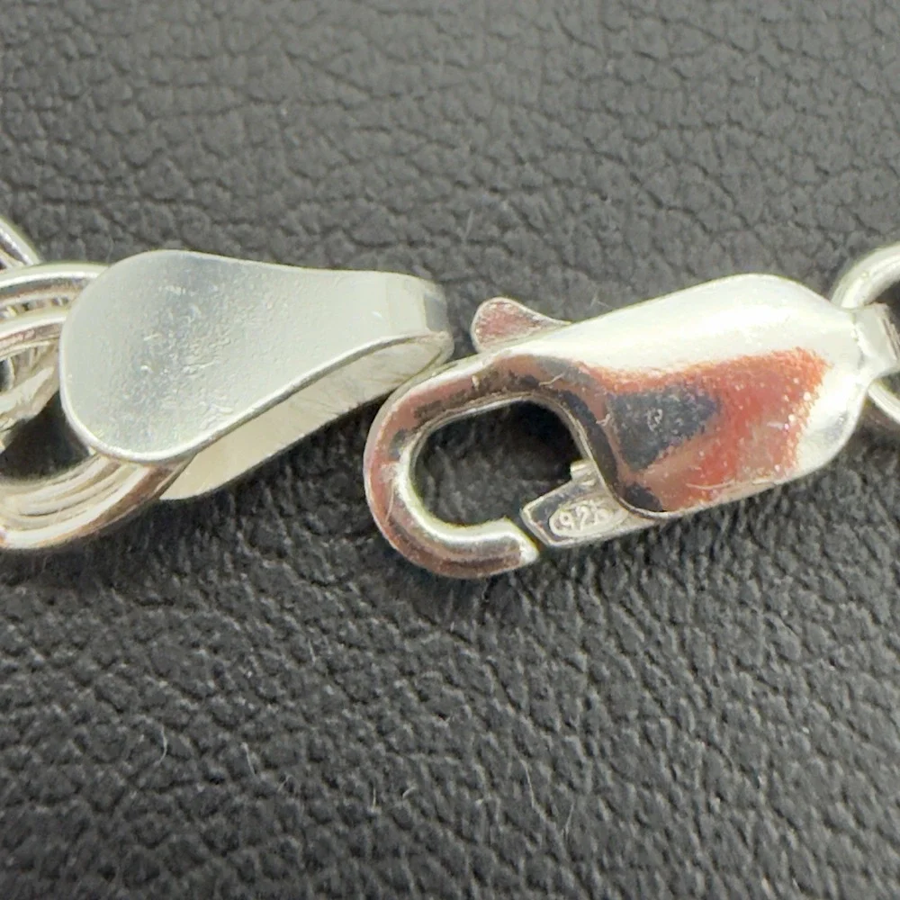 Vintage FAS Italy 925 Sterling Silver DOUBLE OVAL LINK Chain Charm Bracelet 7.5